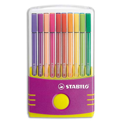ETUI VIOLET DE 20 FEUTRES DE COLORIAGE STABILO PEN 68 - POINTE MOYENNE - COLORIS ASSORTIS