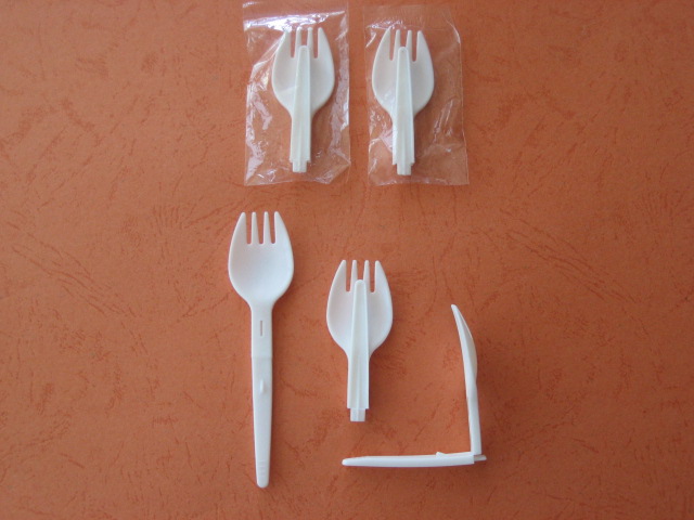 Fourchette cuillère plastique pliable