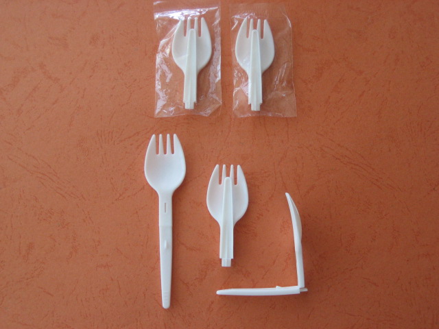 Fourchette cuillère plastique pliable_0