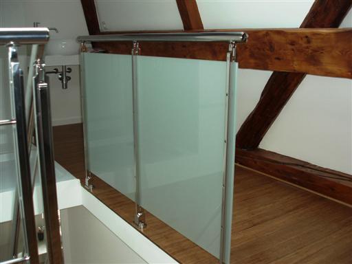 Garde-corps inox Marretti 404 - finition miroir avec verre opale_0