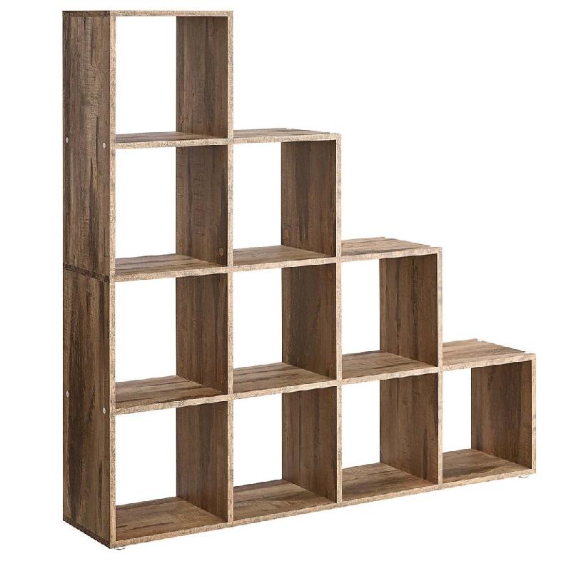 Helloshop26 - Étagère escalier meuble de rangement 6 compartiments pour bibliothèque salon chambre blanc 12_0005764 - 3000223222194_0