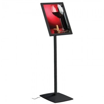 Hsfufml00n0a3 - Porte-menu noir à LED - format A3 - hauteur 120 cm - cadre clic clac - usage intérieur_0