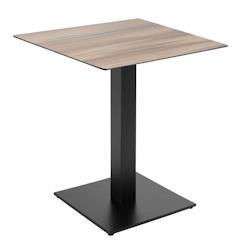 Oviala Business Table à manger 70 x 70 cm revêtement chêne foncé - marron métal 113204_0