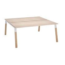 Pôle de 2 bureaux droits L 180 x P 80 cm, piétement bois métal chêne clair - Arch_0