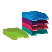 PACK 4 CORBEILLES À COURRIER LEITZ WOW COULEURS ASSORTIES + 1 OFFERTE