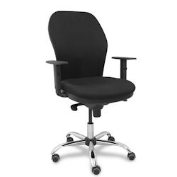 Piqueras y Crespo Silla Jorquera respaldo bali negro asiento bali negro base cromada y ruedas parqué - noir multi-matériau 15SB840B840B10CCRRP_0