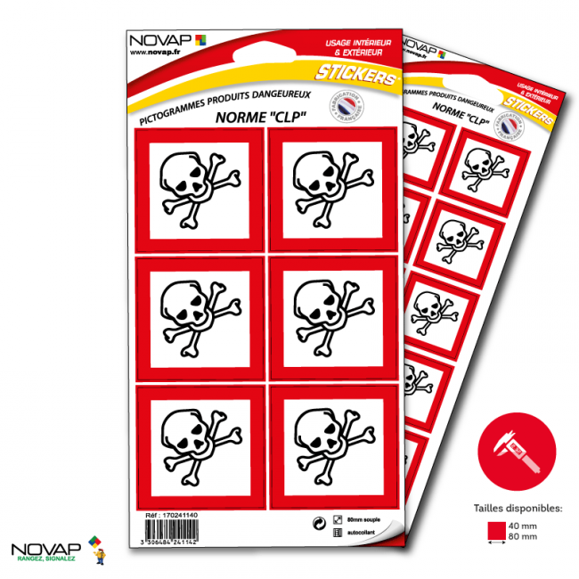 Planches de 10 panneaux adhésifs 40x40 mm produits dangereux - PADLPN-NV01/DG06_0