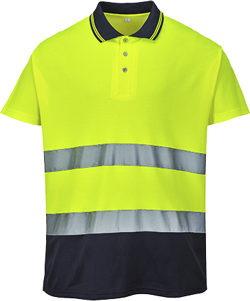 Polo coton bicolore jaune marine S174 - XL - Certifié CE - Bande réfléchissante - UPF 35+_0