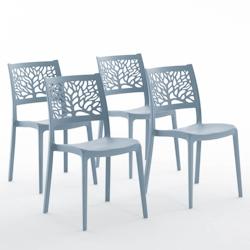 RATTATAN Set 4 Chaises en polypropylène avec fibre de verre empilables pour extérieur et jardin, bar et restaurant, cuisine design moderne - FLORA -_0