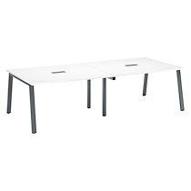 Table de réunion modulable avec extension blanc L 280 x P 126 cm - Piétement métal anthracite - Arch_0