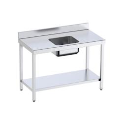Table inox de préparation avec bac centrale et étagère P 700 mm | Distform-bac Au centre longueur 1600 mm - 8445842025101_0
