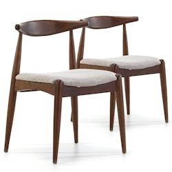 VS Venta-stock Pack 2 chaises Corzo, Couleur Noyer, Bois Massif, 52,5 cm x 50 cm x 74.5 cm - marron Bois massif I20050_0