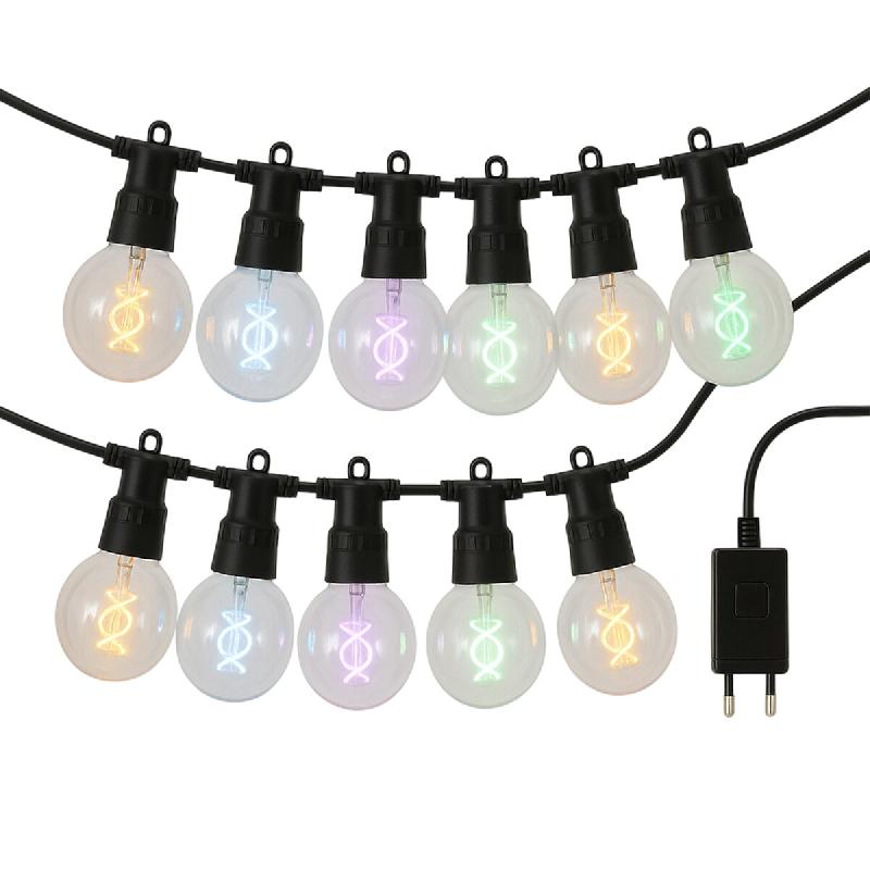 WellHome - Guirlande lumineuse multicolore avec ampoules G80, minuterie incluse, 95 x 8 x 11 cm - noir WH16420_0