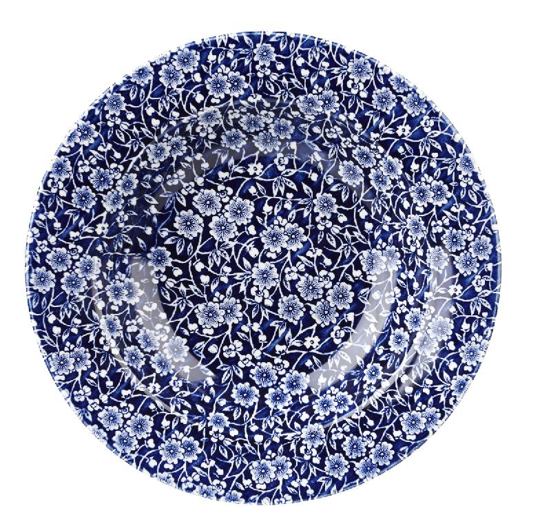 ASSIETTE CREUSE ROND BLEU WILLOW MOTIF VICTORIAN CALICO PORCELAINE Ø 24,9 CM VINTAGE PRINTS CHURCHILL