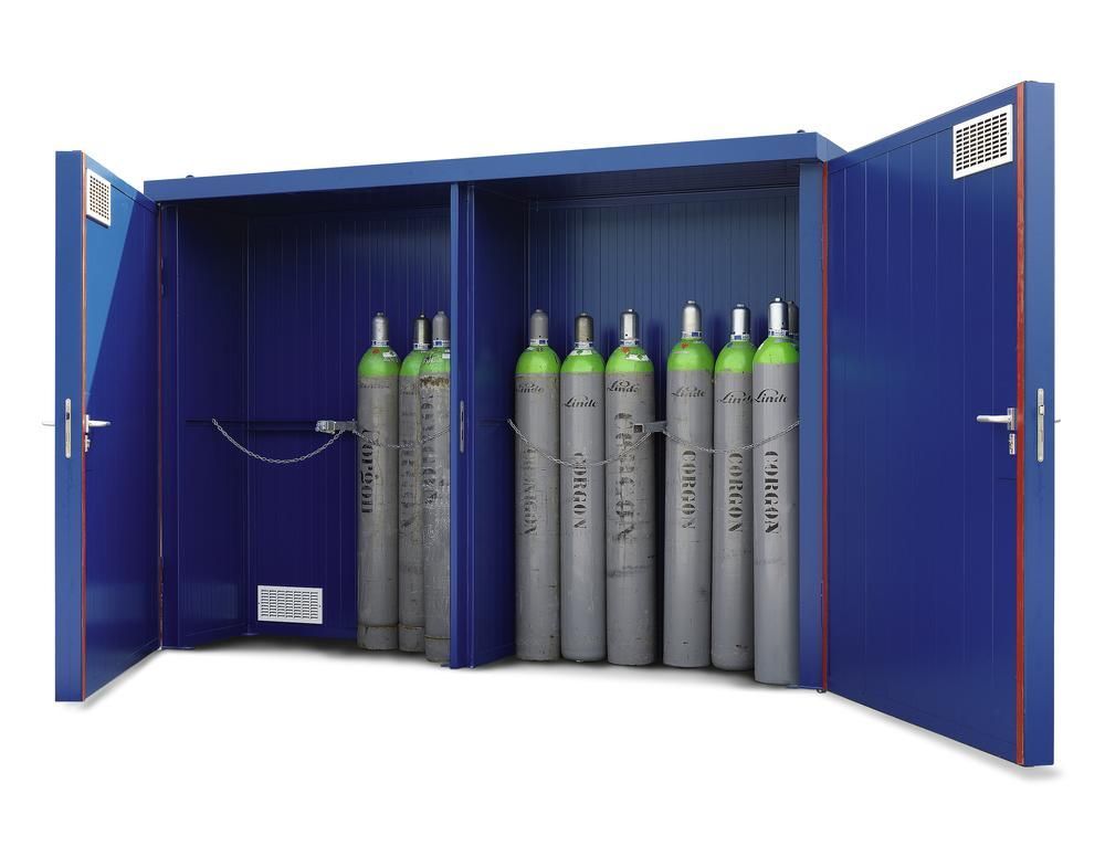 199407W - Local de stockage EI 90 pour bouteilles de gaz jusqu'à 24 bouteilles de 50L - acier bleu gentiane_0