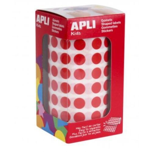 Apli 5192 gommettes rondes, diam. 10,5 mm, en rouleau, coloris rouge - bleu papier 8410782048534_0