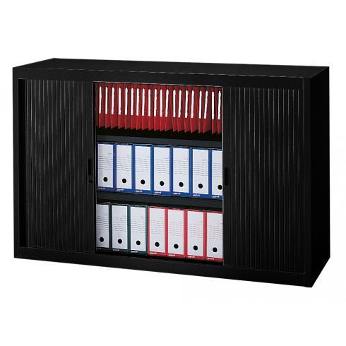 ARMOIRE BASSE À RIDEAUX DÉMONTABLES LARGEURS SPÉCIFIQUES 100 X 160 CM NOIR / RIDEAUX NOIRS