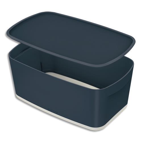 BAC DE RANGEMENT LEITZ MEDIUM COSY AVEC COUVERCLE - DIMENSIONS : 31,8X12,8X19,1CM - COLORIS GRIS
