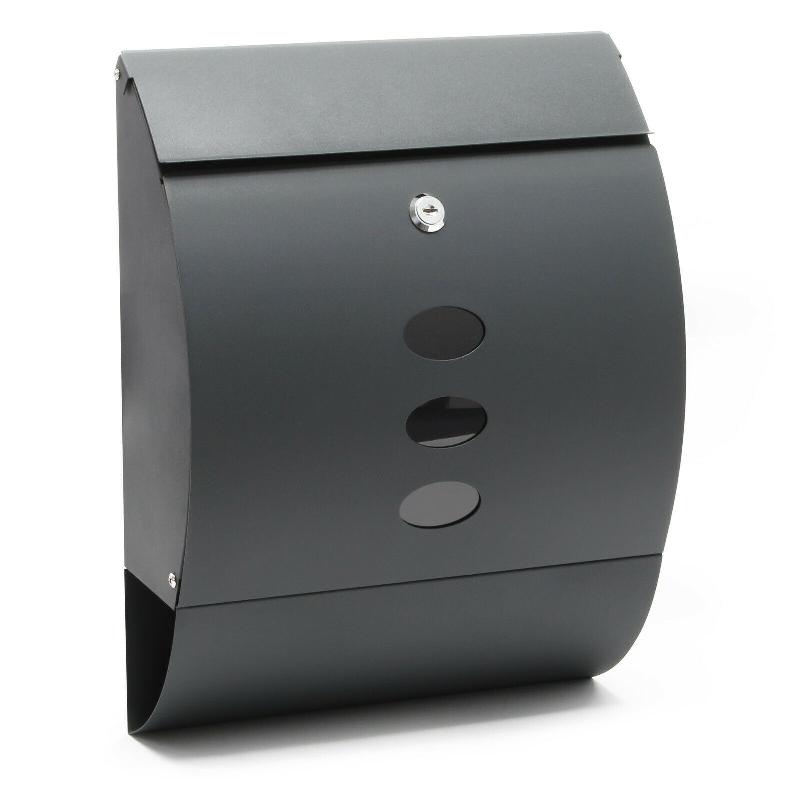 Boîte aux lettres murale design - porte-journal en acier galvanisé anthracite - 16_0000078_0