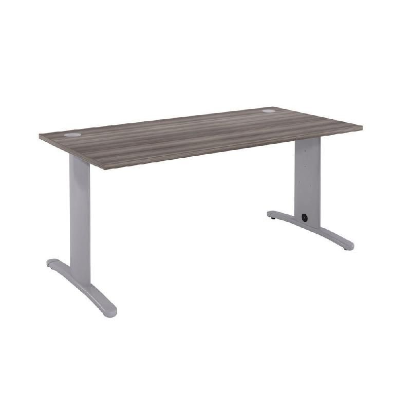 BUREAU DROIT IMEDIA - L. 160 X P. 80 CM - PLATEAU CÈDRE - PIEDS ALUMINIUM