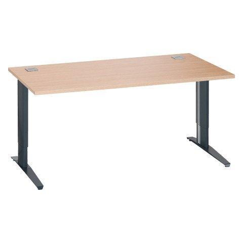 BUREAU DROIT L 160 CM CHÊNE CLAIR RÉGLABLE EN HAUTEUR PIÈTEMENT MÉTAL EXCELLENS ANTHRACITE