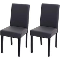 Décoshop26 - Lot de 2 chaises de salle à manger synthétique gris mat pieds foncés CDS04459 - gris 3001100469602_0