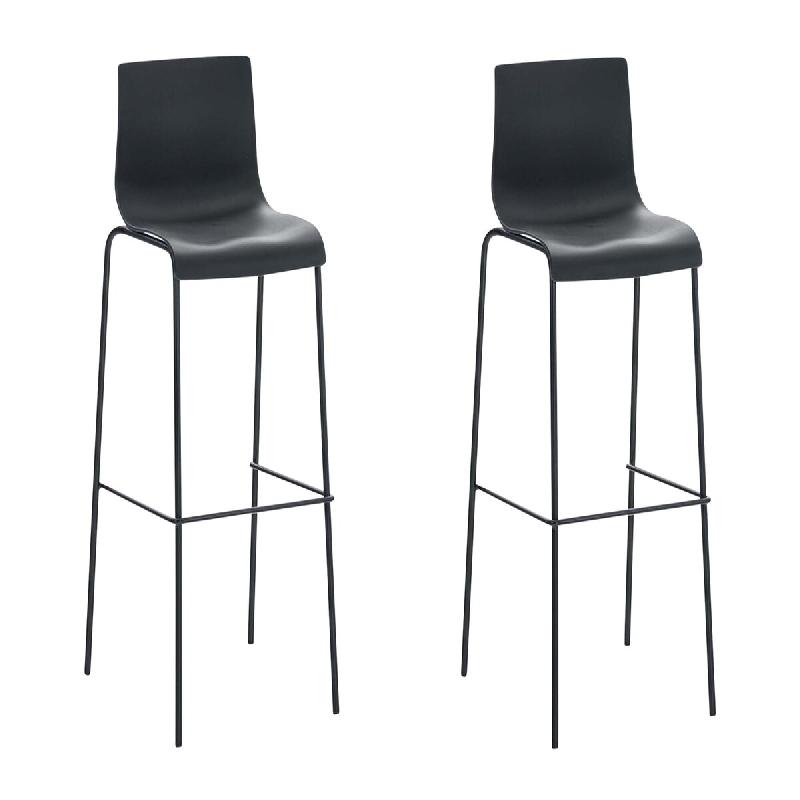 Décoshop26 - Lot de 2 tabourets de bar en tissu plastique noir cadre métallique noir à quatre pieds style chic et moderne 10_0005569 - noir métal_0