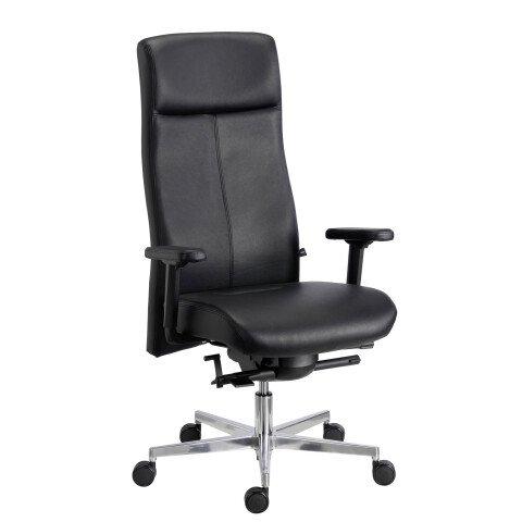 FAUTEUIL DE BUREAU TERA SITNESS CUIR - AVEC ACCOUDOIRS - MÉCANISME SYNCHRONE - PIED ALUMINIUM
