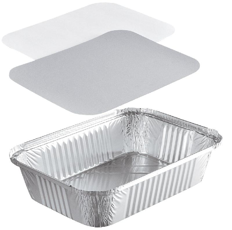 Grand Plat Aluminium Pro NOVATRAY 2000ml (260x190mm) + Couvercle - Format XXL Traiteur - Lot de 400 - KB2000RS_0