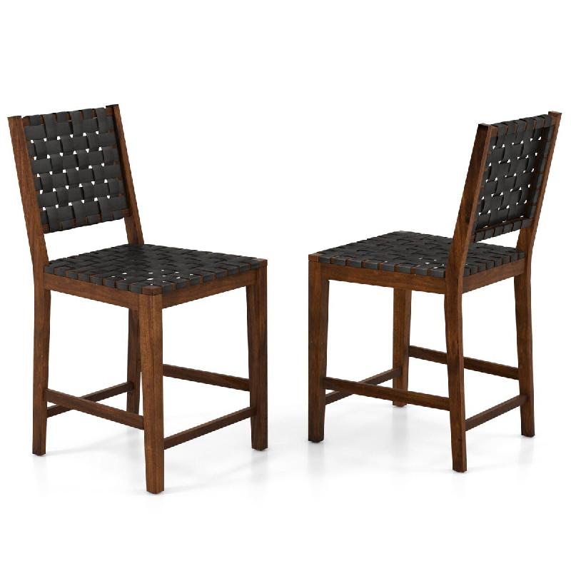 Helloshop26 - Lot de 2 chaises de bar design incurvé 52 x 58,5 x 101 cm assise ergonomique moderne en bois d'acacia noir 20_0020641 - 3000233599361_0