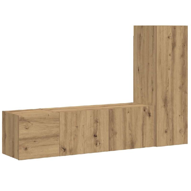 Helloshop26 - Lot de 3 meubles TV muraux modernes avec grand espace de rangement 80 x 30 x 90 cm en bois d'ingénierie chêne 02_0055859 - Bois massif_0