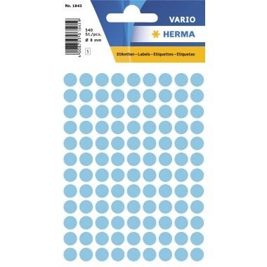 HERMA 540 pastilles adhésives coloris bleu clair, Ø 8 mm (5 feuilles 9x16 / cdt) - 1843_0