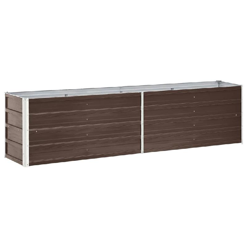 Jardinière surélevée en acier galvanisé - 240 x 40 x 45 cm - Marron - Pour plantes, fleurs et jardin_0