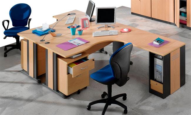 BUREAU ASYMÉTRIQUE QUATUOR PIED L RETOUR DROITE 160 HÊTRE/ANTHRACITE - MANUTAN COLLECTIVITÉS