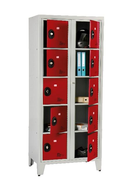 VESTIAIRE ACTU 3 COLONNES 5 CASES SUPERPOSÉES SERRURE MORAILLON, BLEU RAL 5017 - MANUTAN COLLECTIVITÉS