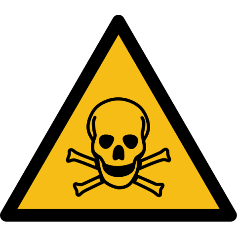LOT DE 4 - SIGNALÉTIQUE DE DANGER - MATIÈRES TOXIQUES - W016 - ISO 7010 PVC 2 MM 100 MM
