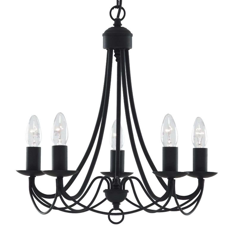 SEARCHLIGHT LUSTRE MAYPOLE NOIR MAT À 5 LAMPES