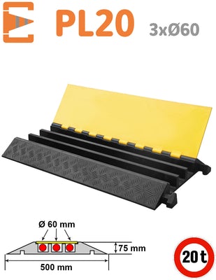 PL20 - Passe-câbles 3 canaux Ø60 mm - 20 tonnes - Modulaire avec connecteurs intégrés_0