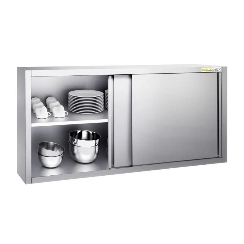 Placard mural inox 1800x400 mm - Hauteur 800 mm avec portes coulissantes PREMIUM - GOLDINOX - gris inox 3701770815203_0