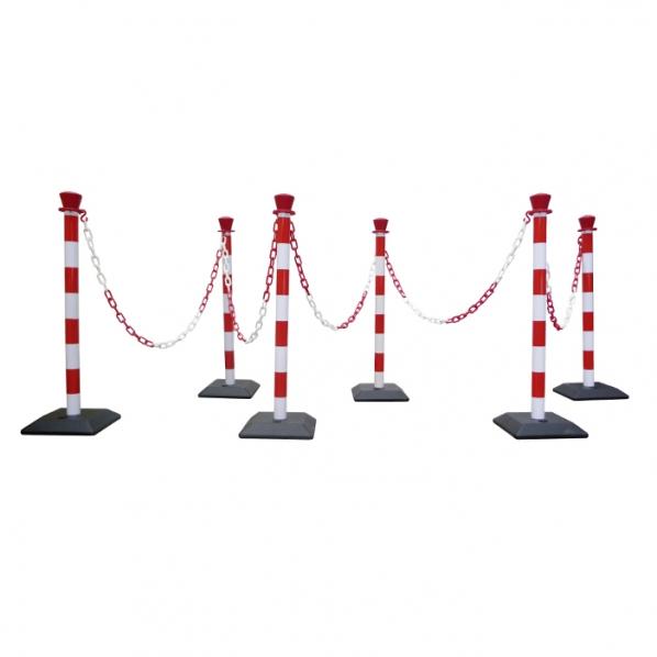 Poteau PVC avec base - Version 6 rouge/blanc - Disponible en set de 6, 2 ou poteau unique - Marque Rolléco_0