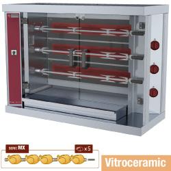Rôtissoire à poulets vitrocéramique - 3 broches (15 poulets) - modèle rve/3c-mx en acier inox AISI 304_0