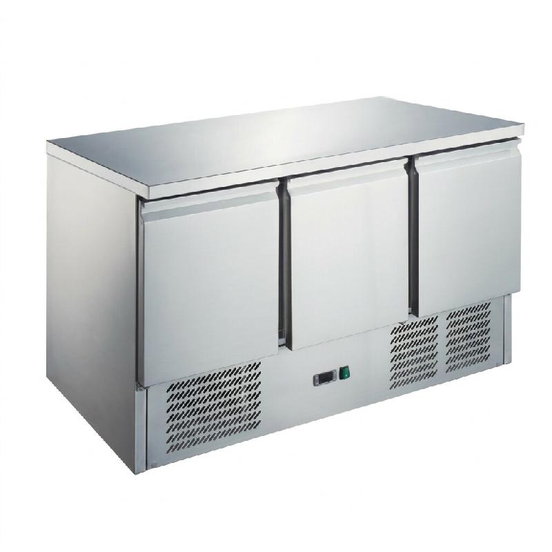 Romux® Table à pizza réfrigérée à 3 portes 137x70 cm Statique | Préparation Pizzas et Salades - 8435811808064_0