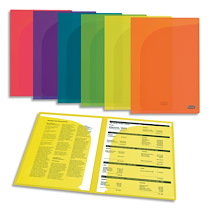 SACHET 12 POCHETTES-COIN DOUBLE POCHE EN POLYPROPYLÈNE20/100E. FORMAT A4. COLORIS ASSORTIS VIFS - LOT DE 2