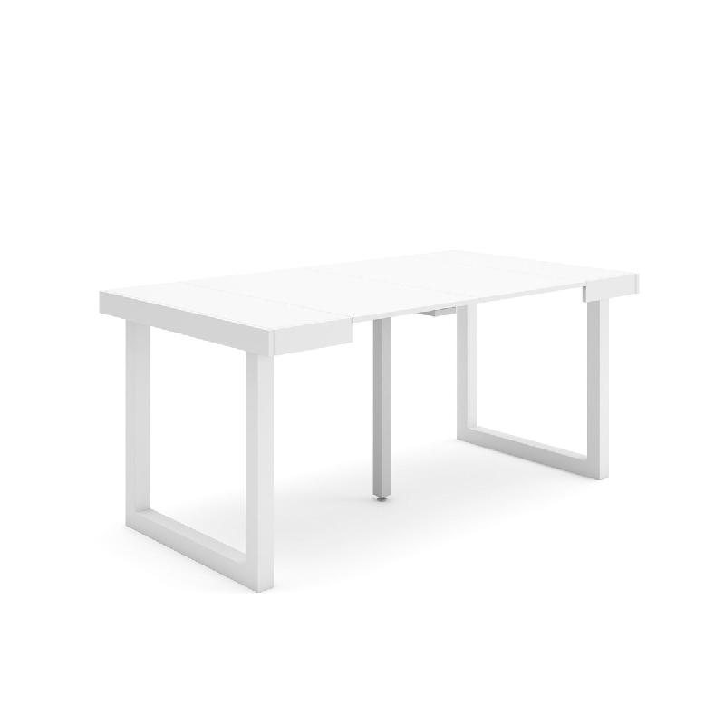 SKRAUT HOME Table console extensible, 160, Pour 8 personnes, Pieds bois massif, Blanc - blanc Bois manufacturé 211_25_0