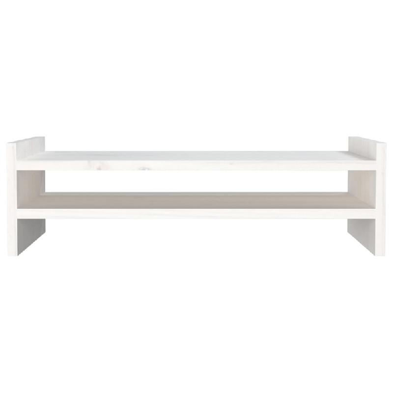 Support de moniteur blanc - 50x27x15 cm - Bois de pin massif - 02_0004447_0