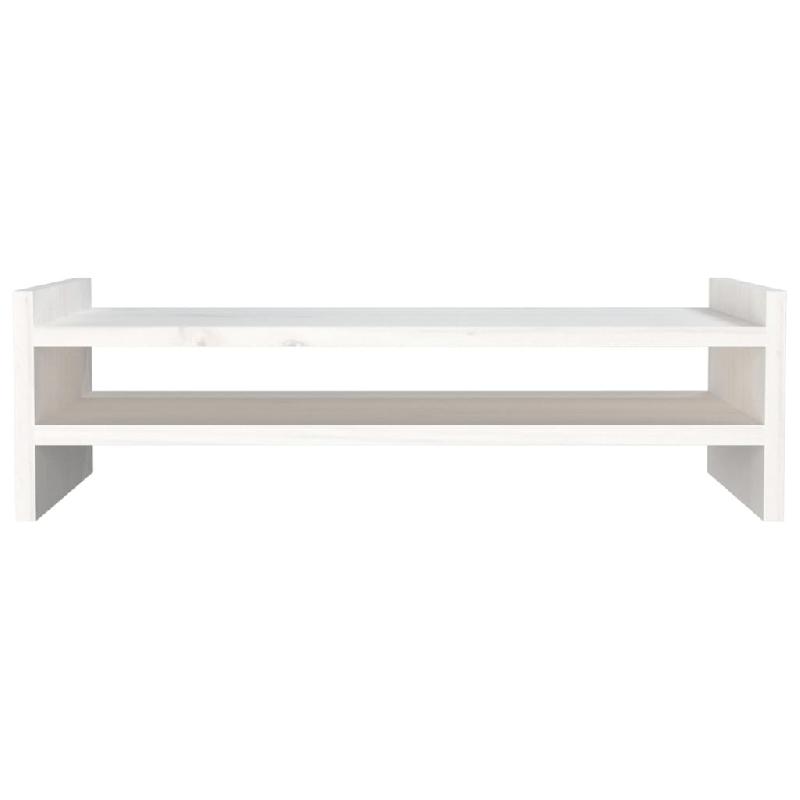 SUPPORT DE MONITEUR BLANC 50 X 27 X 15 CM BOIS DE PIN SOLIDE 02_0004447_0