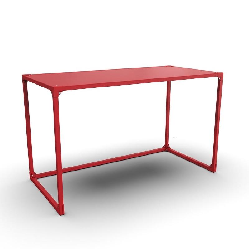 Table GILKIT structure et plateau 2mm en métal rouge 120x60x65 cm_0