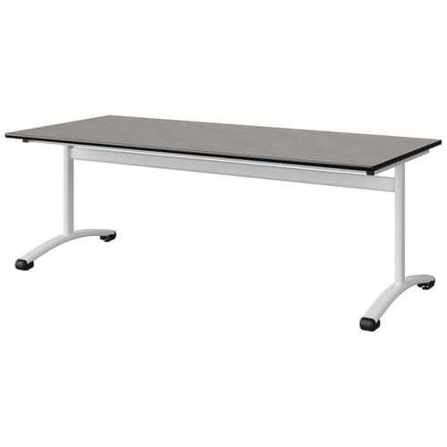 TABLE MALIBU 180X80 T4 DL STR ANTIB BÉTON F186/NOIR BLC 9016
