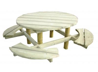 Table pique nique Groseille en bois pin nord rouge Ø 1,20 m pour 4/8 personnes_0