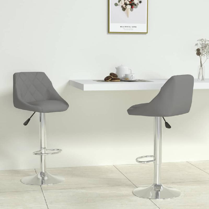 VidaXL Tabourets De Bar Lot De 2 Gris Similicuir - gris 335184_0